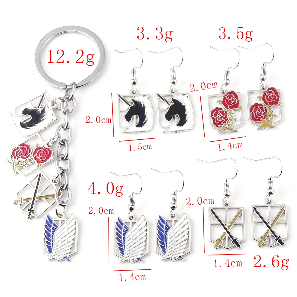 

Hot Anime Attack on Titan Pendant Earrings Police and Garrison Regiment Trainee Survey Corps Drop Earrings Women Jewelry Props