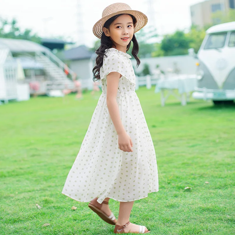 Шифоновые платья для девочек летний детский костюм принцессы детское платье с