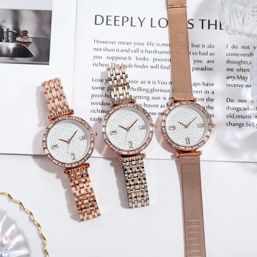 

Women Luxury Rhinestone Shiny Small Round Dial Buckle Wristwatch Watch Gift