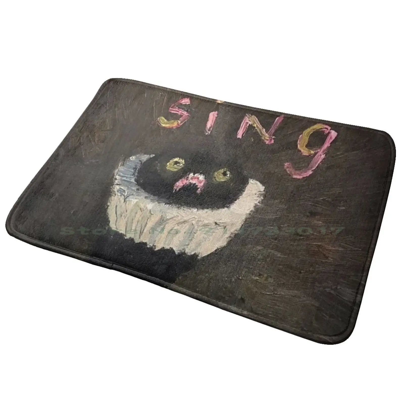 

Коврик для входной двери Sing-Vanessa, коврик для ванной, ковер Кевин, кот, ФАНАРТ, черная кошка, рисование с черной кошкой, кот с мороженым