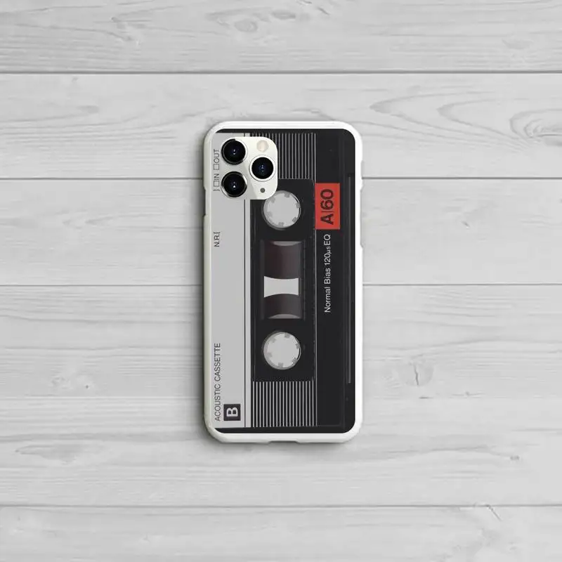 

Classical Cassette Tape Phone Case Candy Color White for iPhone 11 pro XS MAX 8 7 6 6S Plus X 5S SE 2020 XR