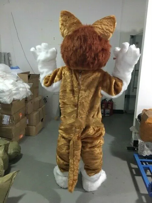 Роскошный длинный меховой костюм собаки искусственный животного талисман для