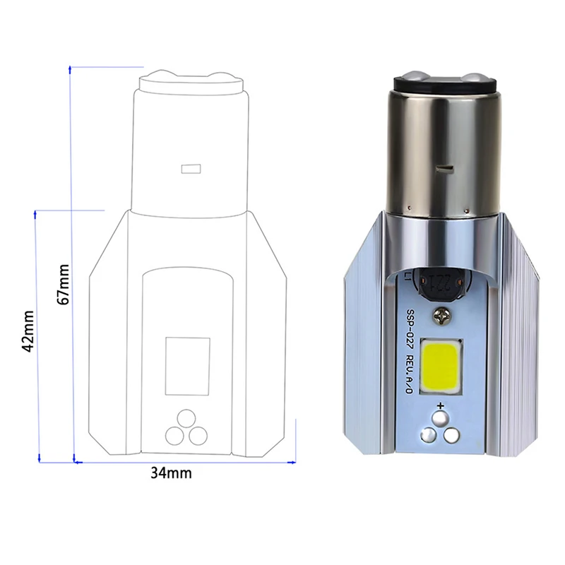 

Led Motorcycle Headlight Scooter Bulb H6 Ba20d 6000k Light ATV Moto Fog Lamp