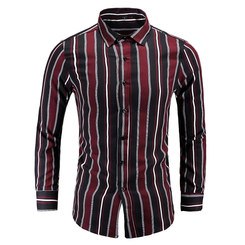 

Рубашка мужская оверсайз в полоску, модная деловая классическая сорочка с длинным рукавом, повседневная трендовая, 2021