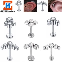 f136 titanium piercing studs earring high quality zircon helix tragus cartilage puncture earbone stud ear clips body jewelry