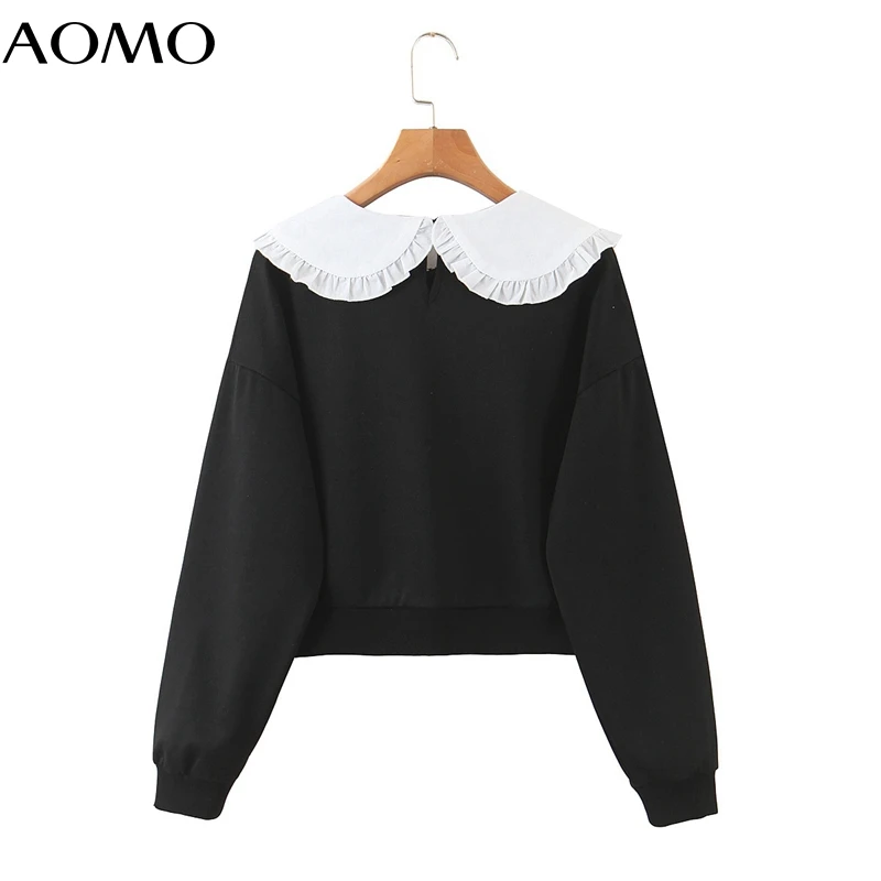 

AOMO women fashion dog print sweatshirts sweet long sleeve peter pan collar loose pullovers female tops SL634A