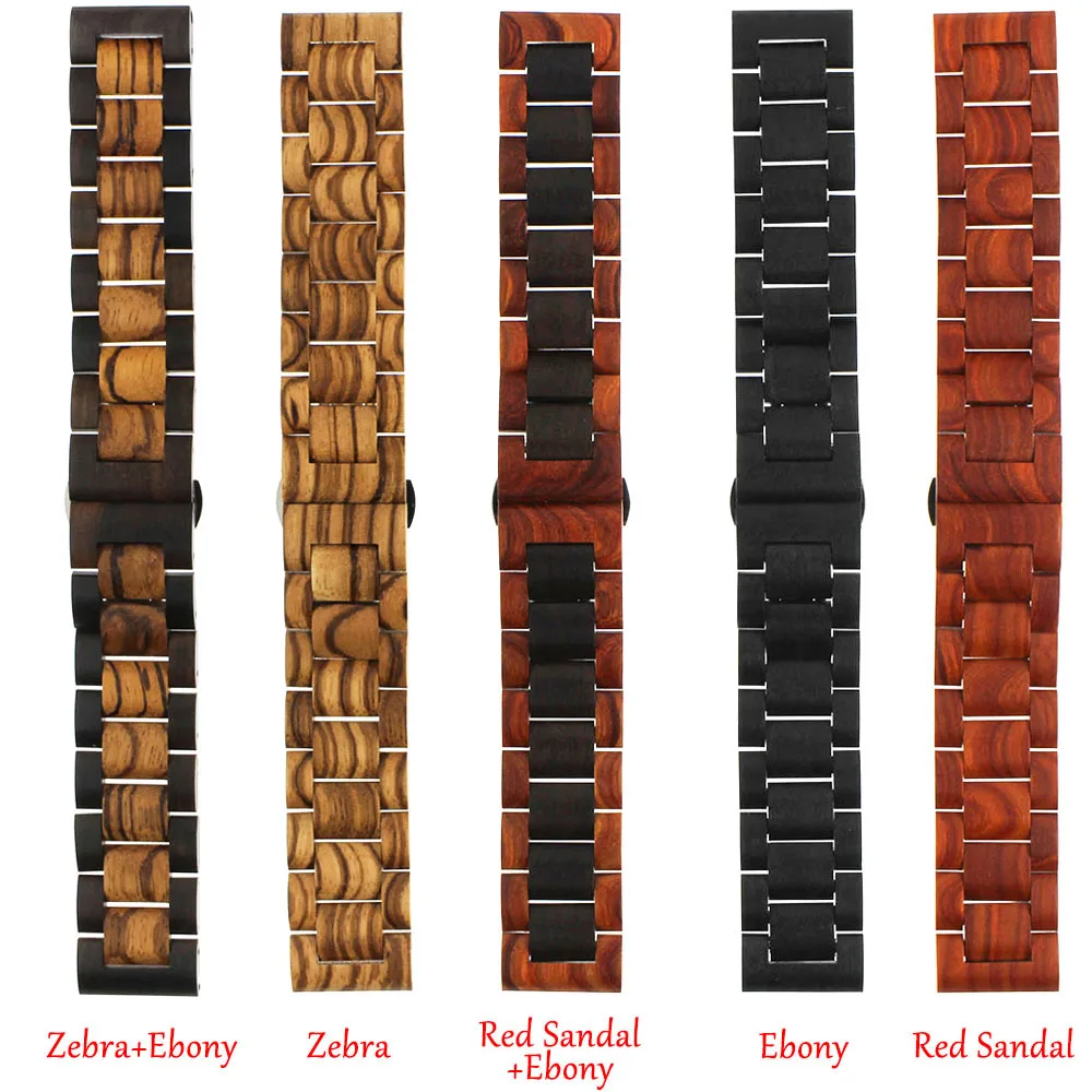

20mm Wooden Watches Strap Zebra Wood Watchband Bracelet Ebony Straps Replacement Accessories for Watch Strap Luxury Sangle
