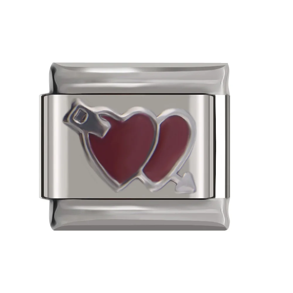 Red Cute Heart Hapiship 9 мм ширина Маргаритка Сердце цветок бабочка крест зеленый браслет с итальянскими подвесками нержавеющая сталь ювелирных изделий DJ01 - Окраска металла: Red Cute Heart