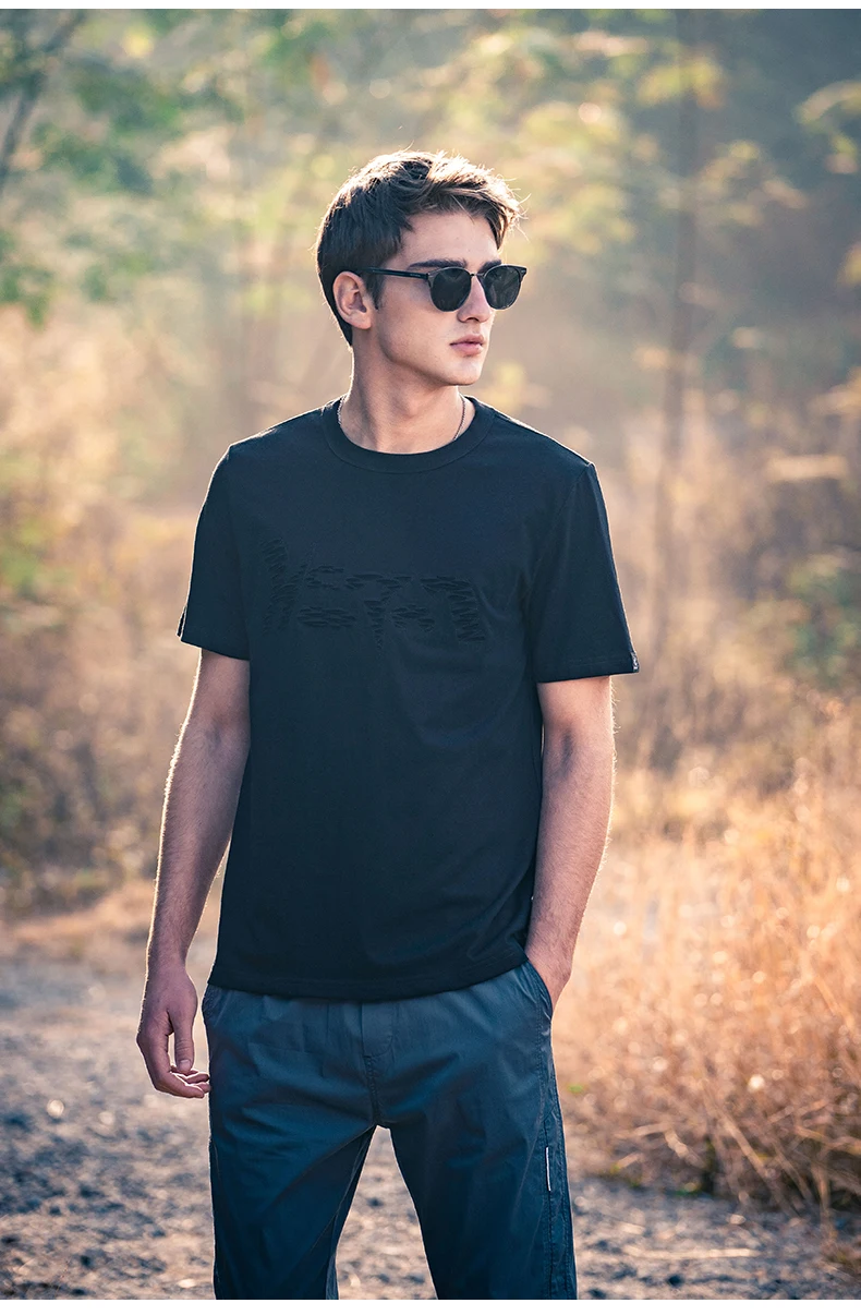 

2688 Trendy men's cotton summer personality ripped half-sleeved clothes youth round neck short-sleeved T-shirt