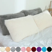 soft faux fur fleece cushion cover 50x70cm solid colour velvet shaggy throw pillow cases bed sofa plush pillow cover home decor