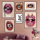 Красочные алмазные сексуальные губы абстрактные стены холст плакат и печать Современные художественные картины Современные нордические украшения