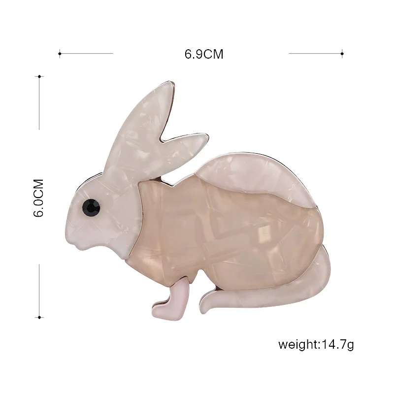 Детская/женская брошь в виде кролика Blucome белая акриловая из ацетатного волокна