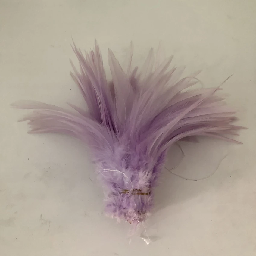 light purple 1 ярд карнавал куриные поясничные Hackle перо натянуто 4-6 дюймов/10-15 см воротник с гребнем отделка из перьев ленты с петухом ремесла кружева - Цвет: light purple