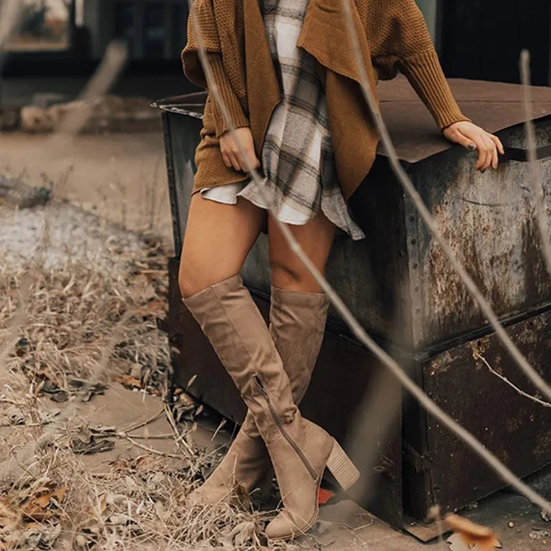 

JODIMITTY Women Boots Lace Up Sexy High Heels Women Shoes Lace Up Winter Knee-High Boots Warm Size 35-43 2019 Fashion Boots