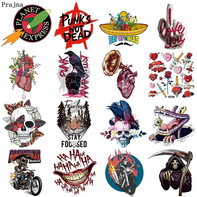 Термонаклейки с черепом Prajna в стиле панк термонаклейки для мотоцикла