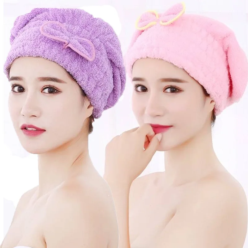 

Women Microfibre Quick Hair Drying Bath Towel Spa Bowknot Wrap Towel Cap Bathroom Accessories Bonnets For Designer Shower Cap