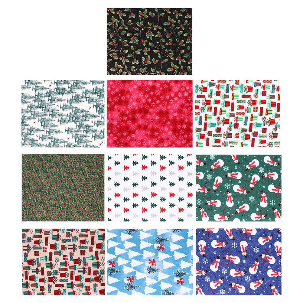

10 Sheets Xmas Style Fabric Patchwork Sewing Patchwork Cloths for DIY Art
