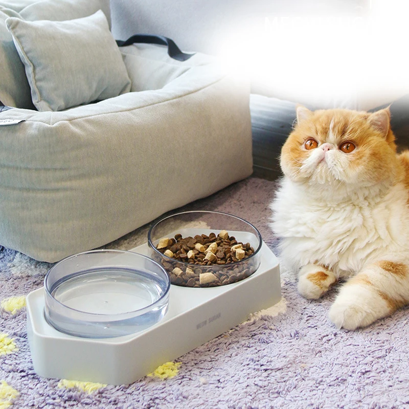

Dual Port Pet Feeder Dog Cat Automatic Drinking Fountain Feeding Food Bowl Puppy Water Dispenser Bowls Kitten Water Bottle