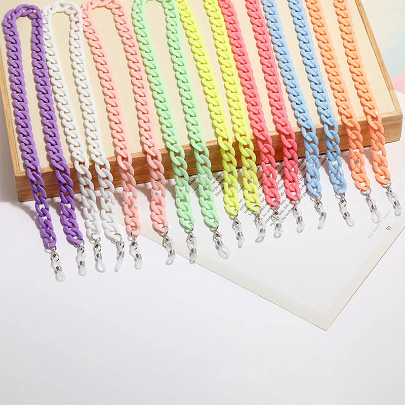 

2021 Candy Kleur Resin Anti-Slip Glazen Ketting Mode Student Acryl Zonnebril Masker Houder Lanyard Neck Strap Voor Vrouwen gift