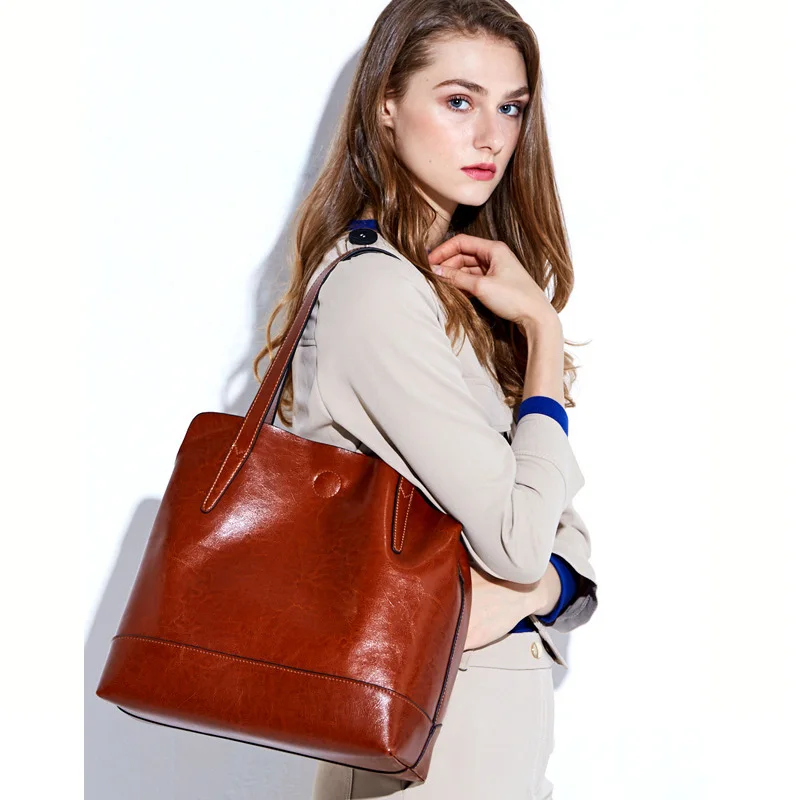 

Luxury Handbags Women Designer Oil Wax Real Leather Totes Ladies Vintage Shoulder Casual Messenger Bags Handbag Bolsa Feminina
