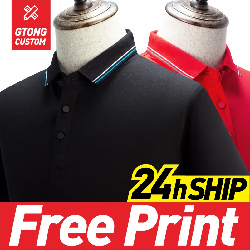 

Gtong High-end Business Men's Polo Shirt Embroidery Printing Brand Logo Men Women Cotton Silk Short-sleeved Tops Customization