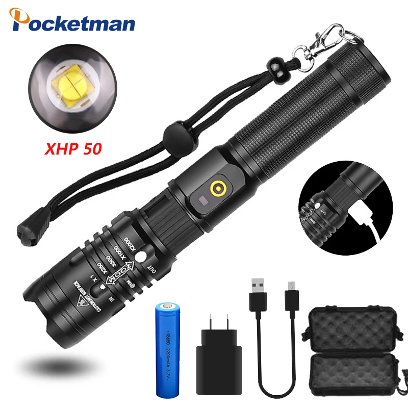 

POCKETMAN xhp50.2 самый мощный фонарик 18650 usb фонарик xhp50 фонарь 18650 охотничий фонарь светильник