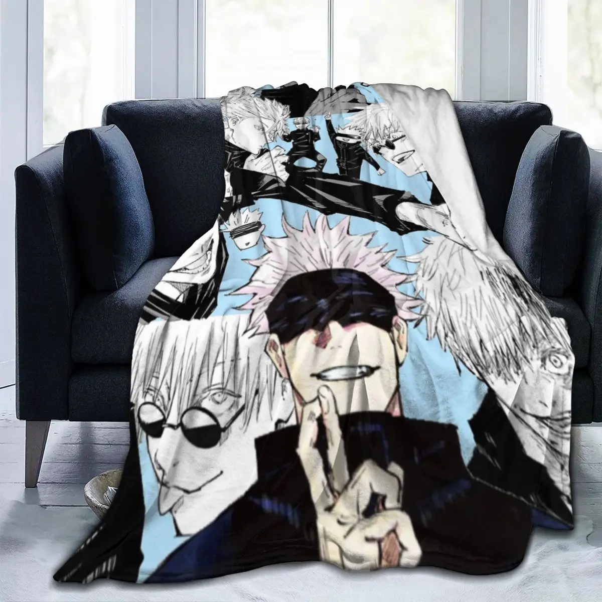 

Jujutsu Kaisen Satoru Gojo Throw Blanket For Chair Soft Cozy Micro Fleece Blankets and Throws Gifts For Friend
