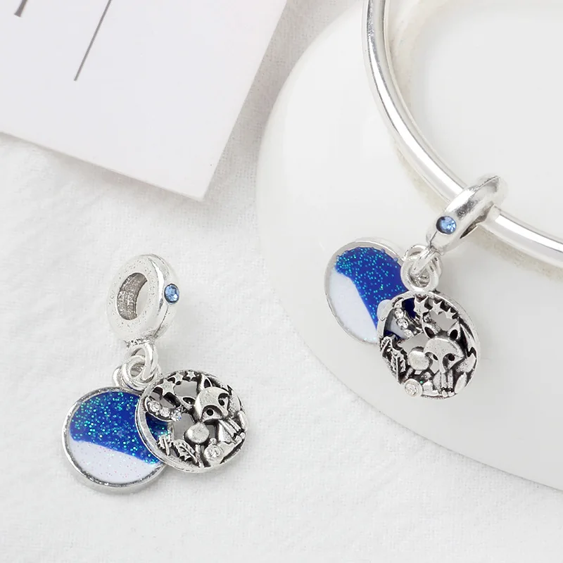 5 шт. серебряный цвет эмаль звездное небо Очаровательные Полые лисы Звезда Луна