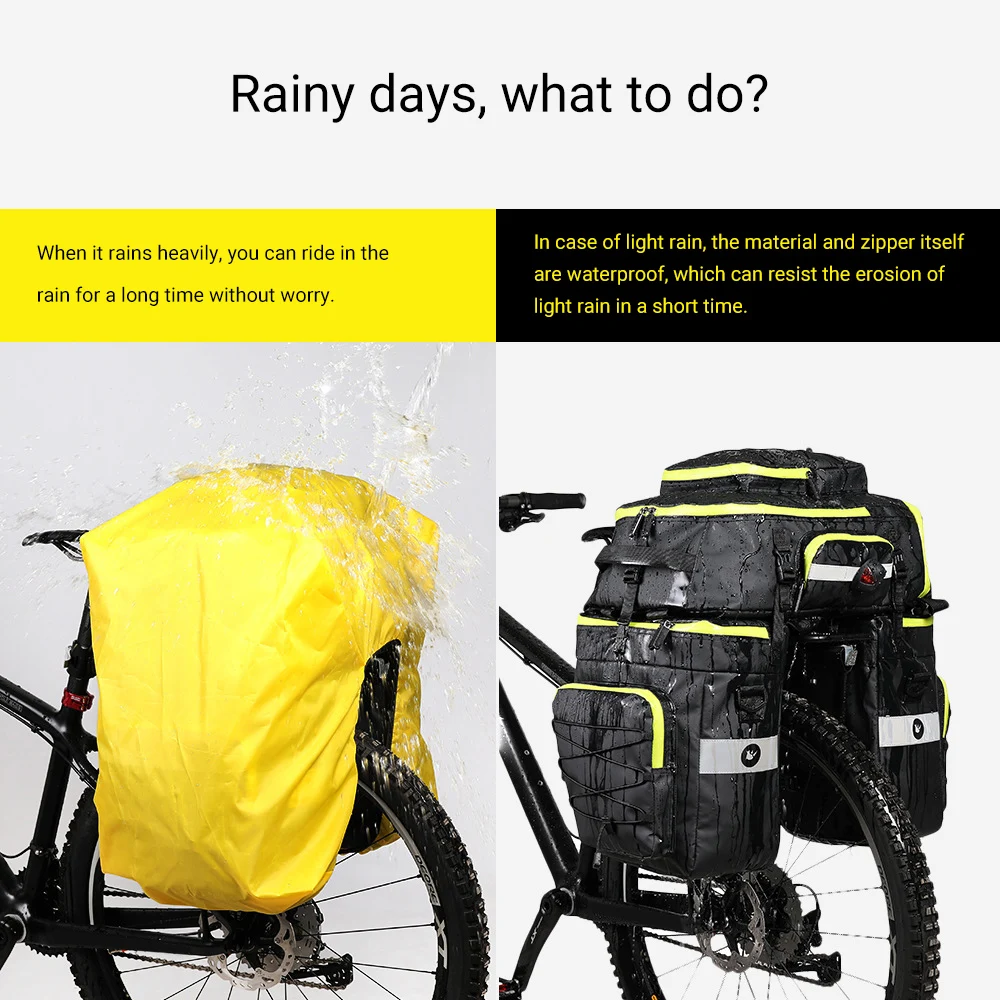 

Rhinowalk Three-In-One Multi-Function Bicycle Pannier Bags Waterproof Bike Side Storage Rack Bag For Distance Cycling Touring