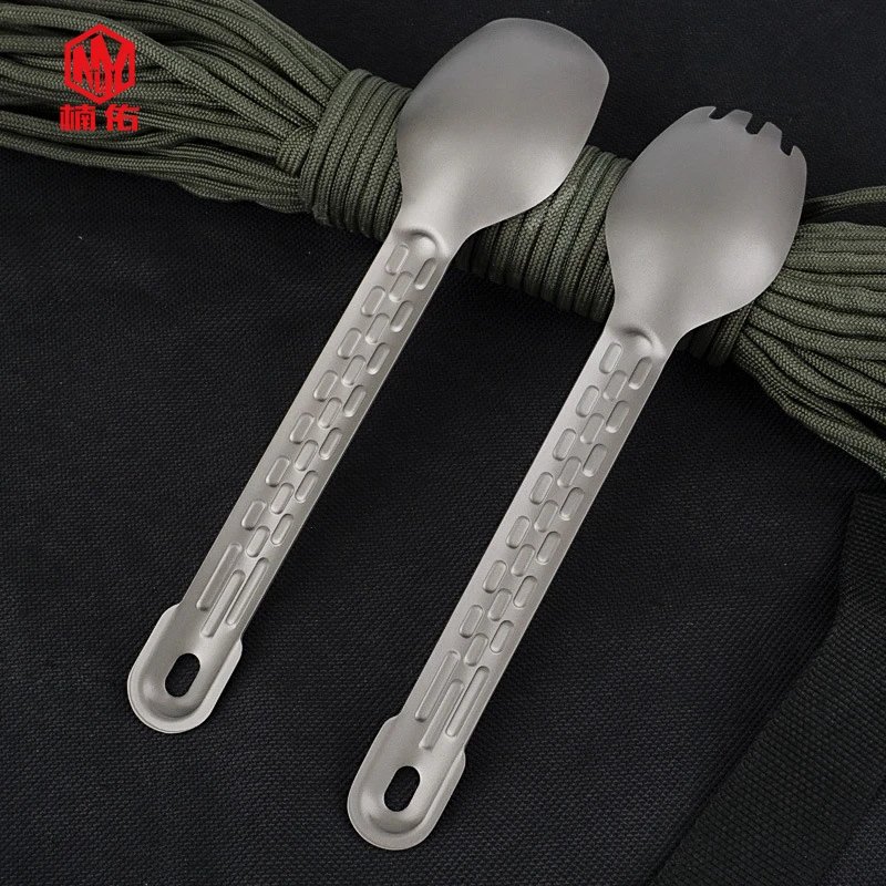 

1PC Titanium Alloy Spoon Portable Outdoor Camping Tableware Pure Titanium Fork Spoon Dual Purpose