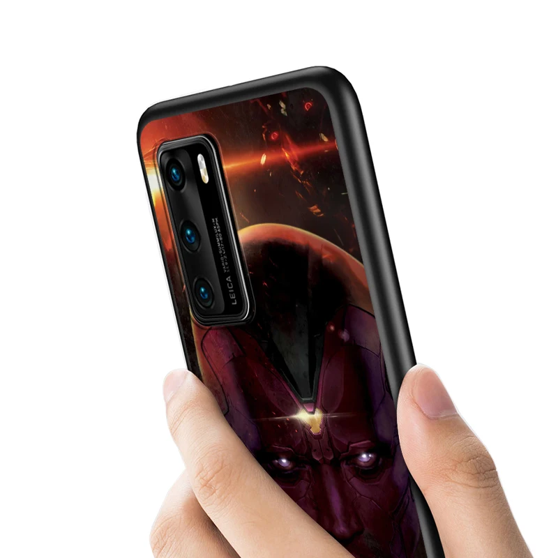 

Marvel Vision Art Silicone Cover For Huawei P40 P30 P20 Pro P10 P9 P8 Lite RU E Mini Plus 2019 2017 Black Phone Case