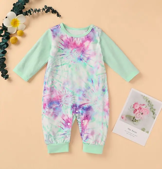 

Комбинезон для новорожденных с длинным рукавом и принтом, Модный комбинезон с круглым вырезом для младенцев, маленьких девочек и мальчиков