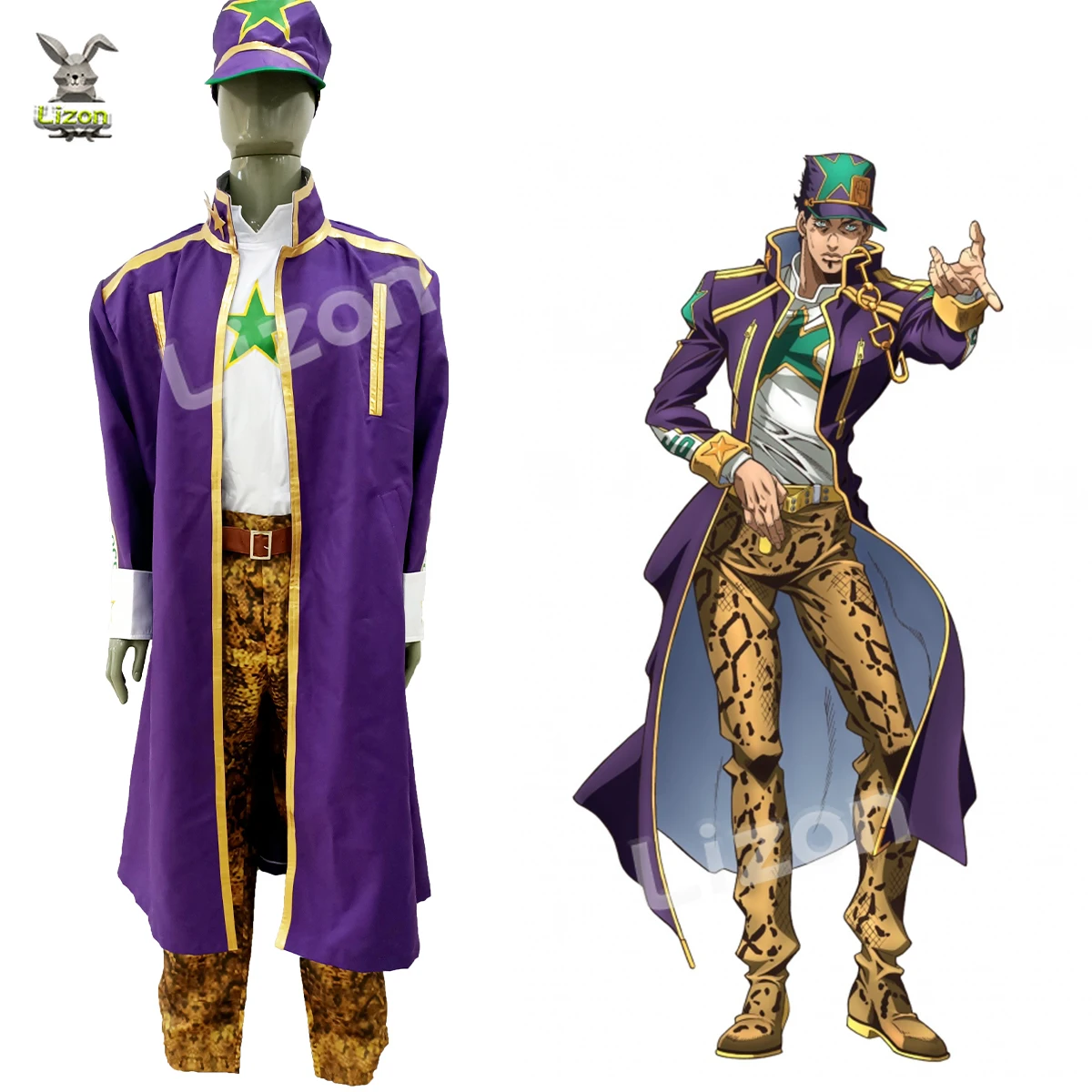 

Парик для косплея по мотивам аниме «невероятные приключения Джоджо», фиолетовый костюм для Хэллоуина из 6 камней, кудзё, дзётаро