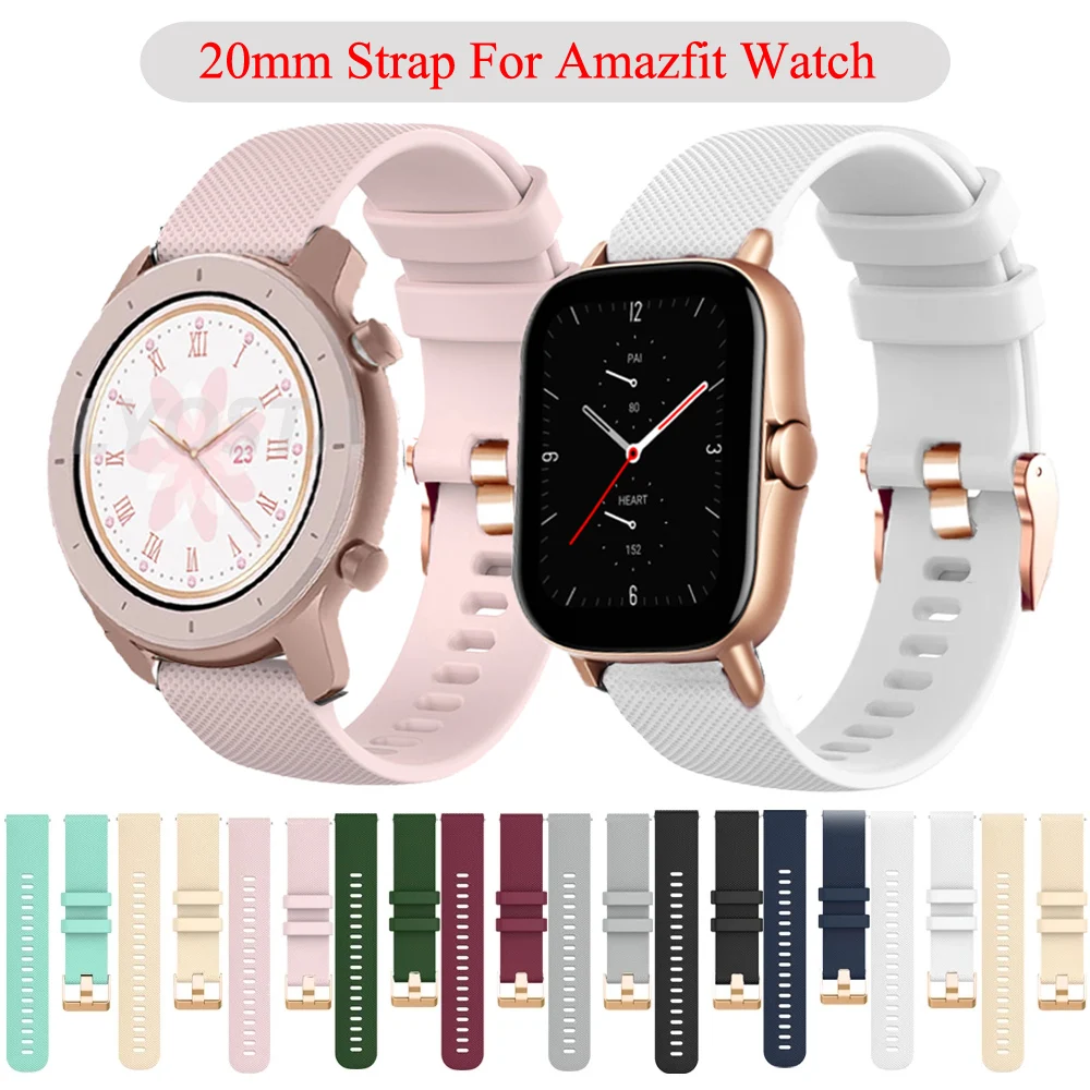 Ремешок для смарт-часов Xiaomi Huami Amazfit GTS 2e силиконовый браслет GTR 42 мм Bip U/S GTS2 Mini