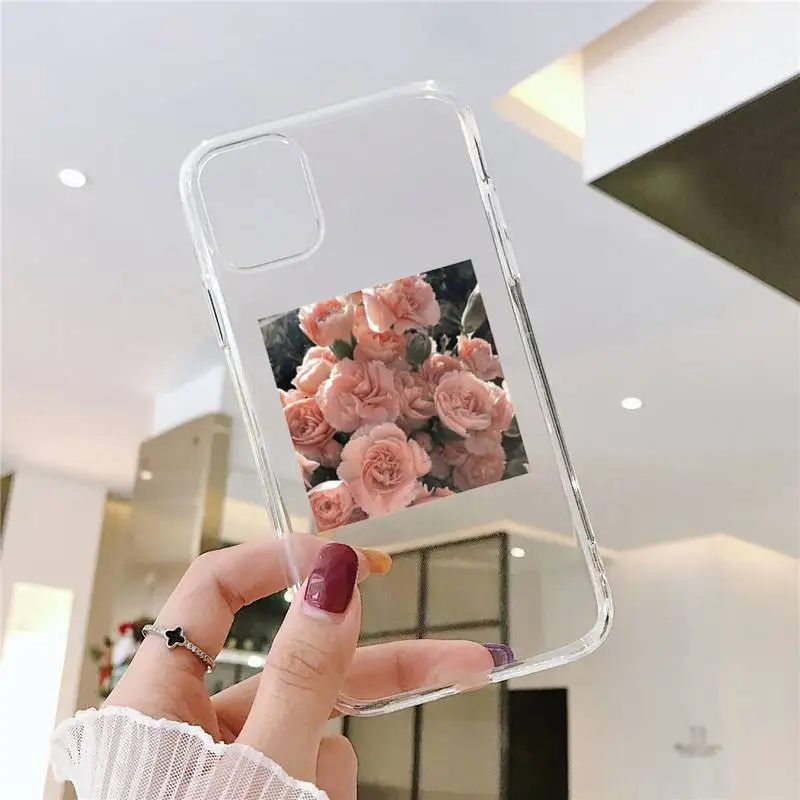 

Art flowers Beautiful fashion Phone Case Transparent soft For iphone 5 5s 5c se 6 6s 7 8 11 12 plus mini x xs xr pro max