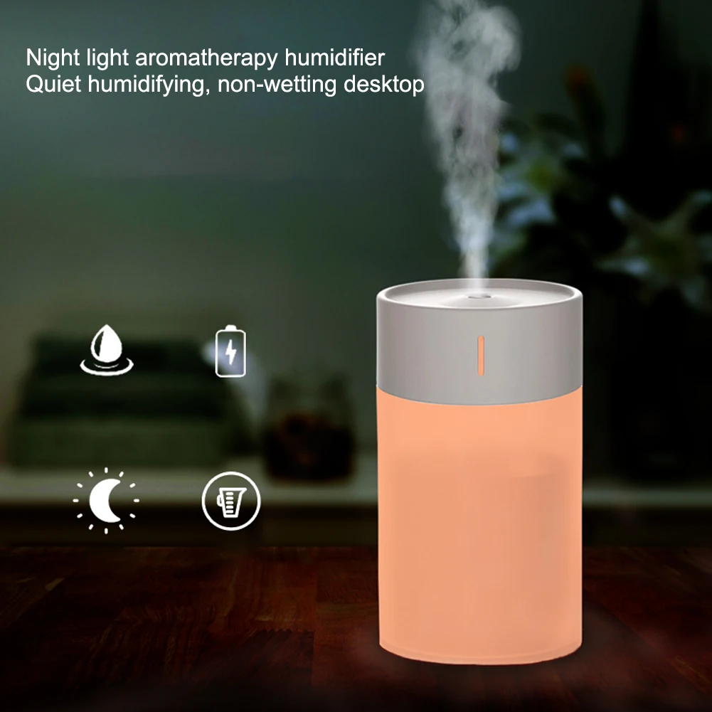 

260ML Mini Humidifier With LED Lamp USB Rechargeable Air Purifier With 2 Spray Mode Power-off Protection For Car Office Home