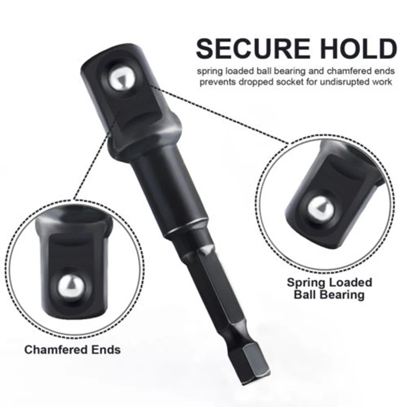 

Impact Grade Socket Adapter 12Pcs 1/4 3/8 1/2 Drive Power Drill Extension Rod