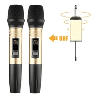 2pcsset ux2 uhf wireless microphone system handheld led mic uhf speaker with portable usb receiver for ktv dj speech amplifier