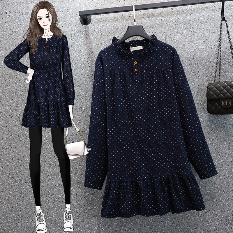 

Осенняя одежда, новинка 2021, женское платье большого размера средней длины в Корейском стиле, свободное облегающее платье во французском сти...