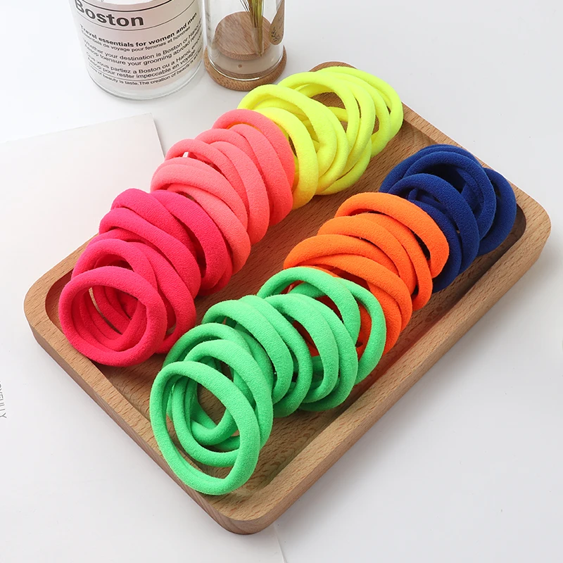 

50pcs Girls Solid Color Big Rubber Band Ponytail Holder Gum Headwear Elastic Hair Bands Korean Girl Hair Accessories Ornaments