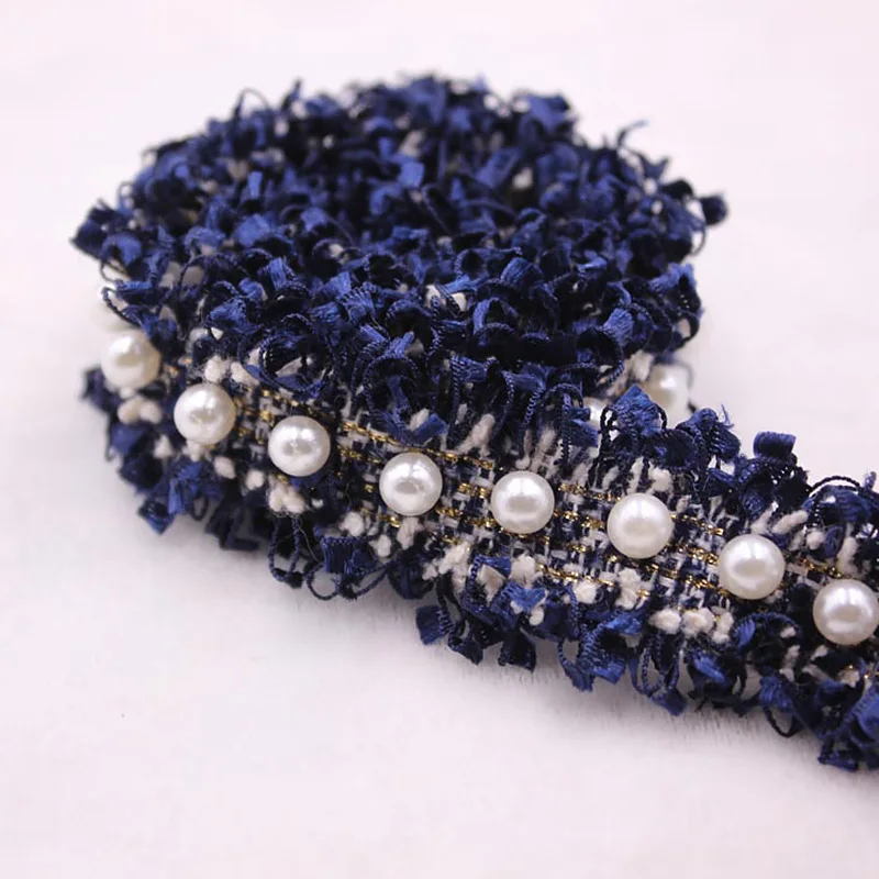 Новинка полиэфирная кружевная лента с имитацией жемчуга и бисером плетеная