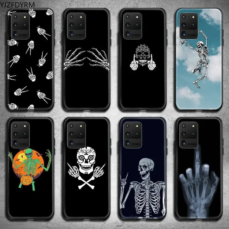 Забавный чехол для телефона со скелетом средним пальцем Samsung S20 plus Ultra S6 S7 edge S8 S9 S10