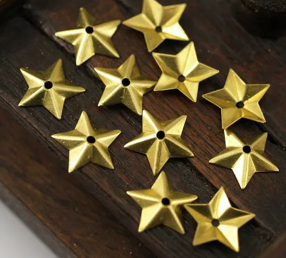 

50 Raw Brass Star Bead Caps, (13x12 mm) brs 584
