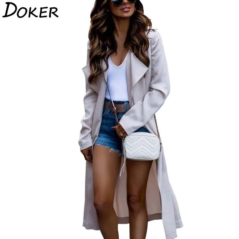 

2020 Autumn Winter Casual Long Trench Coat Women Long Sleeve Loose Fashion Thin Office Coats Streetwear Trench Coat Feminino