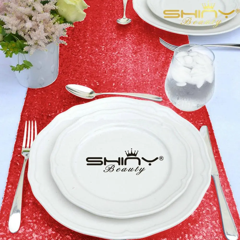 12x72-дюймовый настольный бегун с блестками красные бегуны рождественские