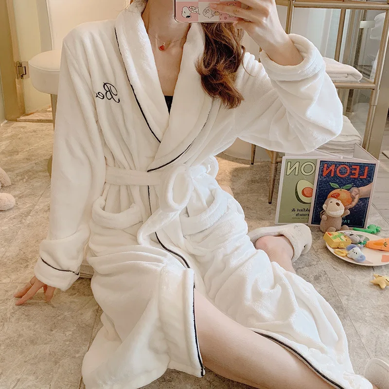 2019 зимний сексуальный халат женский фланелевый Халат кимоно с длинным рукавом