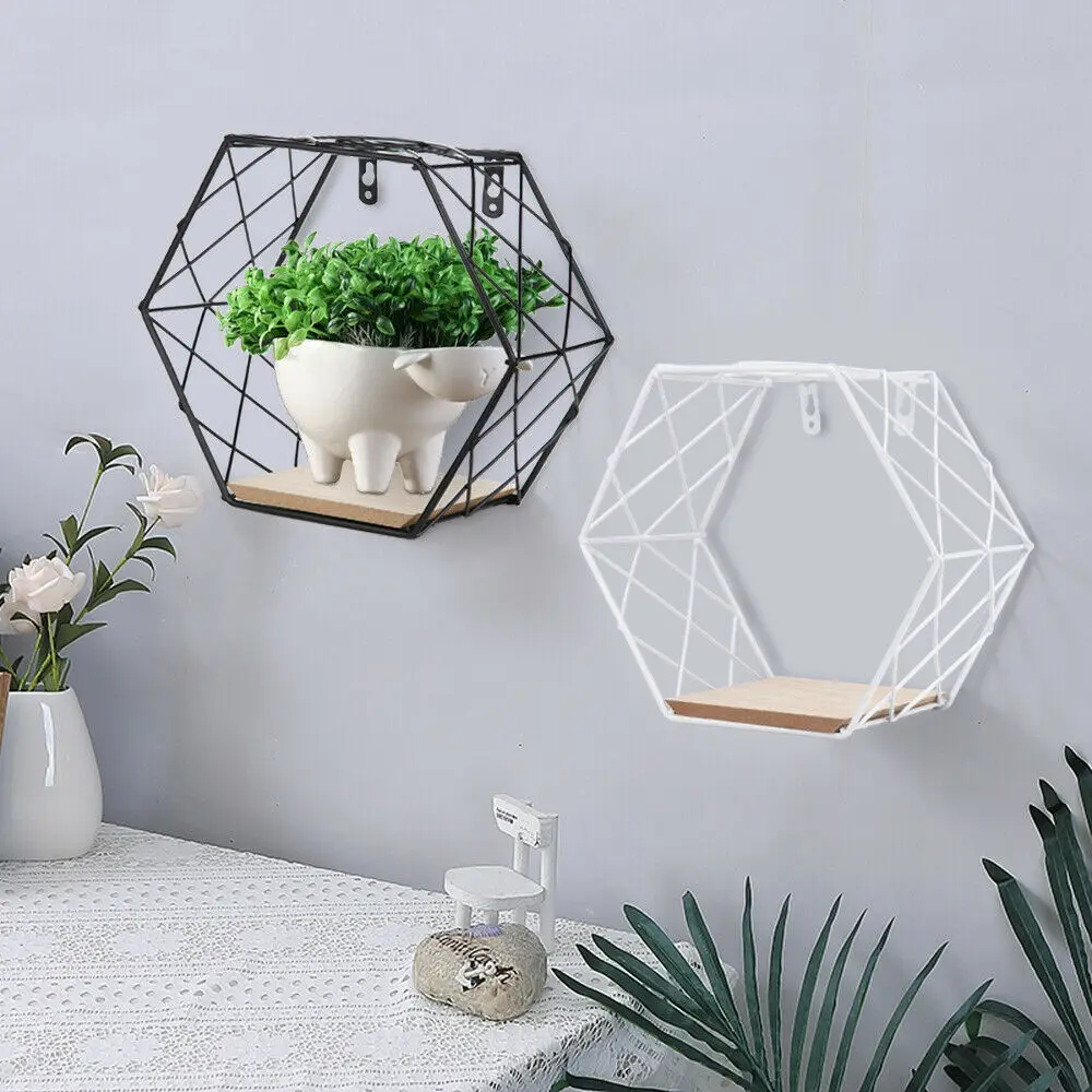 Железная шестиугольная сетка настенная полка комбинированная подвесная
