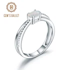 Женское кольцо с камнем-талисманом GEM'S, Ювелирное Украшение с натуральным опалом, из серебра 925 пробы, с камнем-талисманом по месяцу рождения