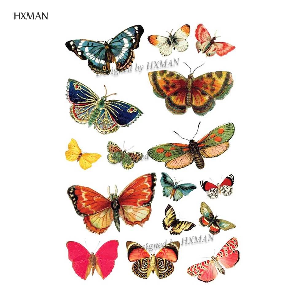 Временная татуировка бабочка HXMAN 12 шт. наклейки для женщин мужской боди арт