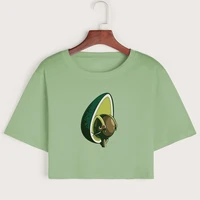 summer short sleeve cotton tops female girls graphic t shirts avocado foodie womens crop shirt cropped t shirt crop top tee